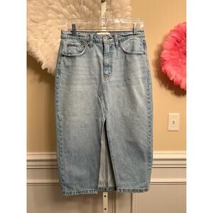 ABERCROMBIE & FITCH LIGHT WASH DENIM MIDI SKIRT SIZE29/8